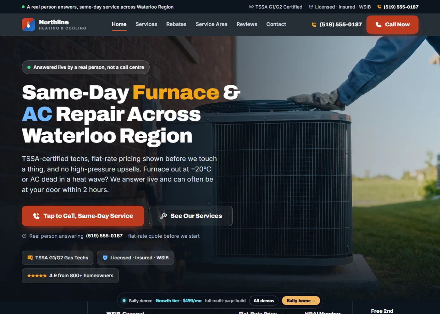 Northline Heating and Cooling homepage